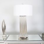 Picture of 77cm Nickel Table Lamp With White Silk Shade